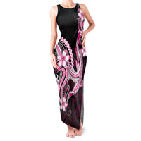 Pink Black Aloha Hawaii Family Matching Tank Maxi Dress and Hawaiian Shirt Polynesian Shark Tattoo Plumeria LT14 Mom's Dress Pink - Polynesian Pride