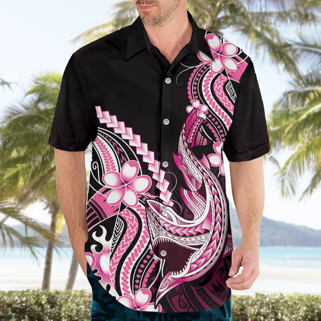 Pink Black Aloha Hawaii Hawaiian Shirt Polynesian Shark Tattoo Plumeria