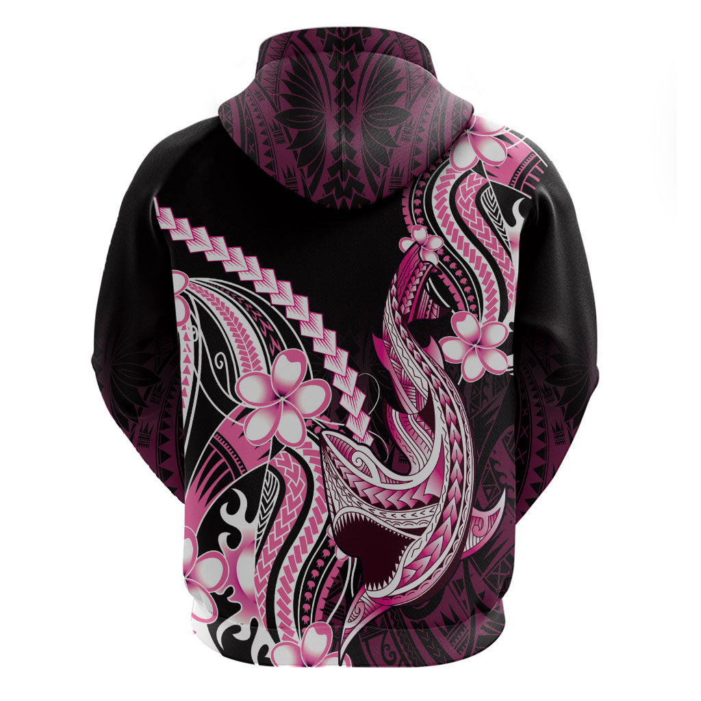 Pink Black Aloha Hawaii Hoodie Polynesian Shark Tattoo Plumeria