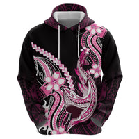 Pink Black Aloha Hawaii Hoodie Polynesian Shark Tattoo Plumeria