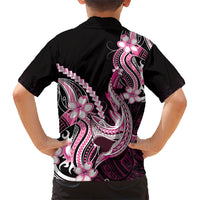 Pink Black Aloha Hawaii Kid Hawaiian Shirt Polynesian Shark Tattoo Plumeria