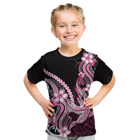 Pink Black Aloha Hawaii Kid T Shirt Polynesian Shark Tattoo Plumeria