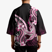 Pink Black Aloha Hawaii Kimono Polynesian Shark Tattoo Plumeria