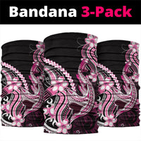 Pink Black Aloha Hawaii Neck Gaiter Polynesian Shark Tattoo Plumeria