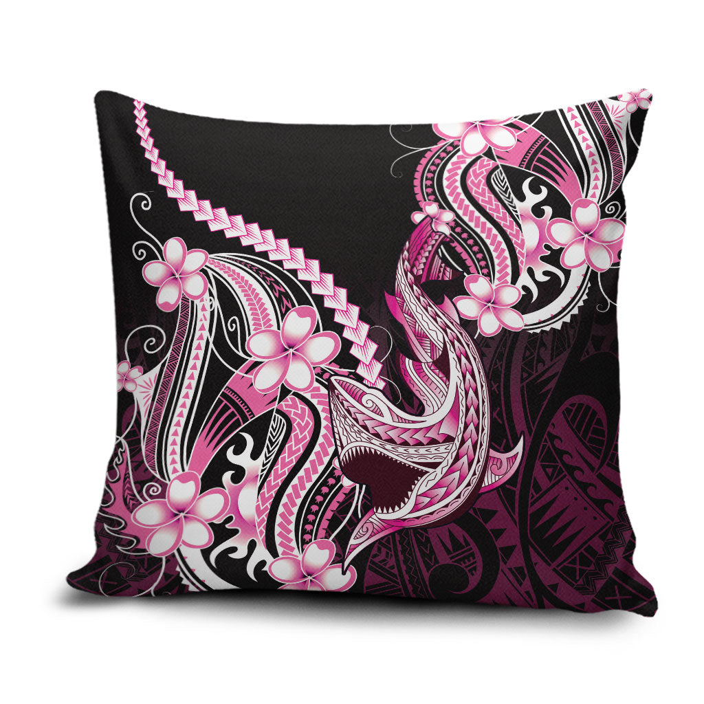 Pink Black Aloha Hawaii Pillow Cover Polynesian Shark Tattoo Plumeria