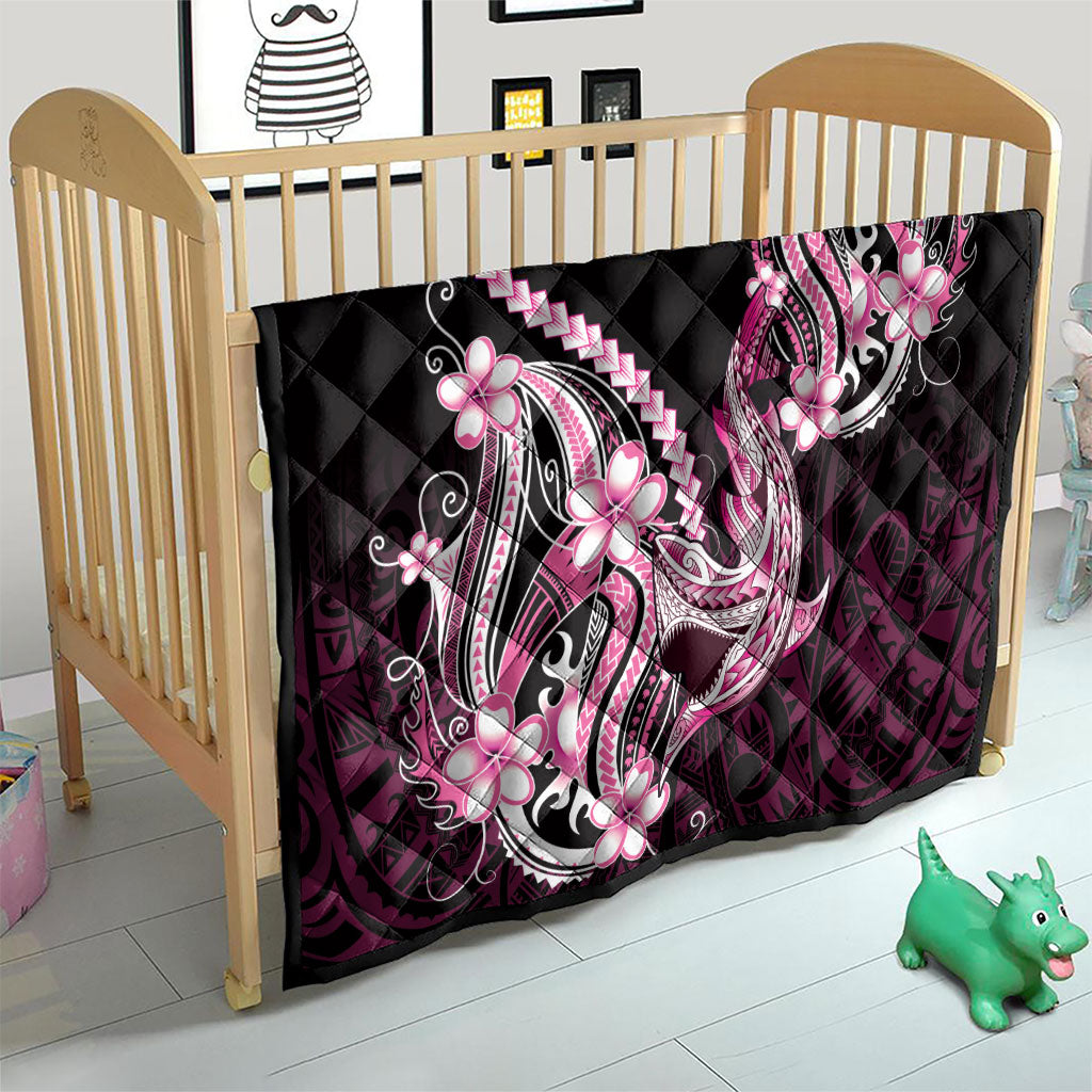 Pink Black Aloha Hawaii Quilt Polynesian Shark Tattoo Plumeria