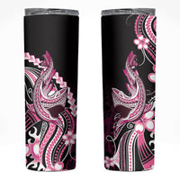 Pink Black Aloha Hawaii Skinny Tumbler Polynesian Shark Tattoo Plumeria