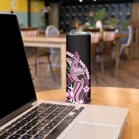Pink Black Aloha Hawaii Skinny Tumbler Polynesian Shark Tattoo Plumeria