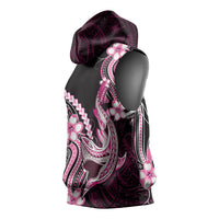 Pink Black Aloha Hawaii Sleeveless Hoodie Polynesian Shark Tattoo Plumeria