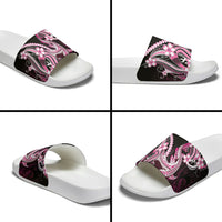 Pink Black Aloha Hawaii Slide Sandals Polynesian Shark Tattoo Plumeria