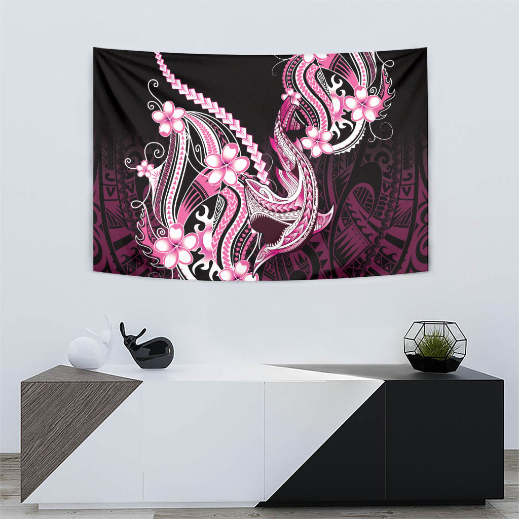 Pink Black Aloha Hawaii Tapestry Polynesian Shark Tattoo Plumeria