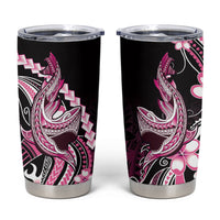 Pink Black Aloha Hawaii Tumbler Cup Polynesian Shark Tattoo Plumeria