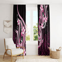Pink Black Aloha Hawaii Window Curtain Polynesian Shark Tattoo Plumeria