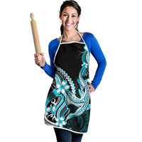 Blue Black Aloha Hawaii Apron Polynesian Shark Tattoo Plumeria
