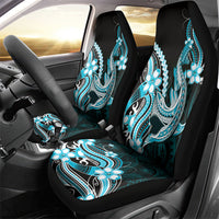 Blue Black Aloha Hawaii Car Seat Cover Polynesian Shark Tattoo Plumeria