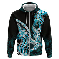 Blue Black Aloha Hawaii Hoodie Polynesian Shark Tattoo Plumeria