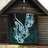 Blue Black Aloha Hawaii Quilt Polynesian Shark Tattoo Plumeria
