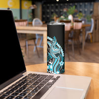 Blue Black Aloha Hawaii Skinny Tumbler Polynesian Shark Tattoo Plumeria