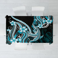 Blue Black Aloha Hawaii Tablecloth Polynesian Shark Tattoo Plumeria