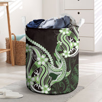 Green Black Aloha Hawaii Laundry Basket Polynesian Shark Tattoo Plumeria