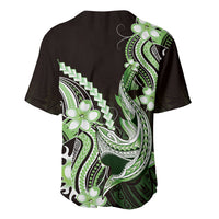 Green Black Aloha Hawaii Baseball Jersey Polynesian Shark Tattoo Plumeria
