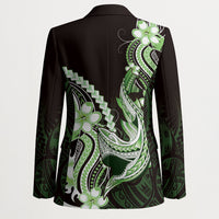 Green Black Aloha Hawaii Blazer Polynesian Shark Tattoo Plumeria