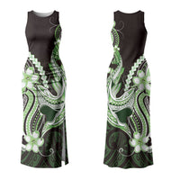 Green Black Aloha Hawaii Couples Matching Tank Maxi Dress and Long Sleeve Button Shirt Polynesian Shark Tattoo Plumeria LT14 - Polynesian Pride