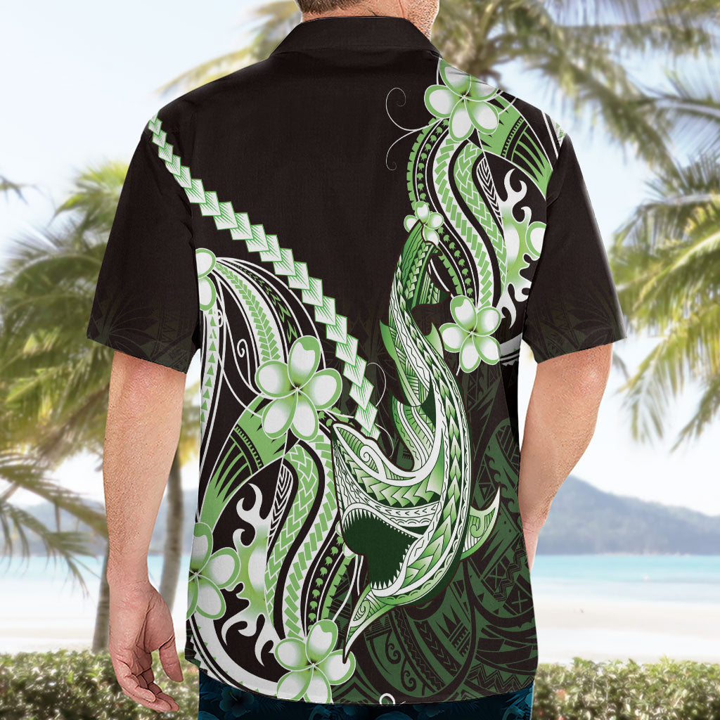 Green Black Aloha Hawaii Hawaiian Shirt Polynesian Shark Tattoo Plumeria
