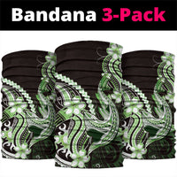 Green Black Aloha Hawaii Neck Gaiter Polynesian Shark Tattoo Plumeria