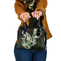 Green Black Aloha Hawaii Shoulder Handbag Polynesian Shark Tattoo Plumeria