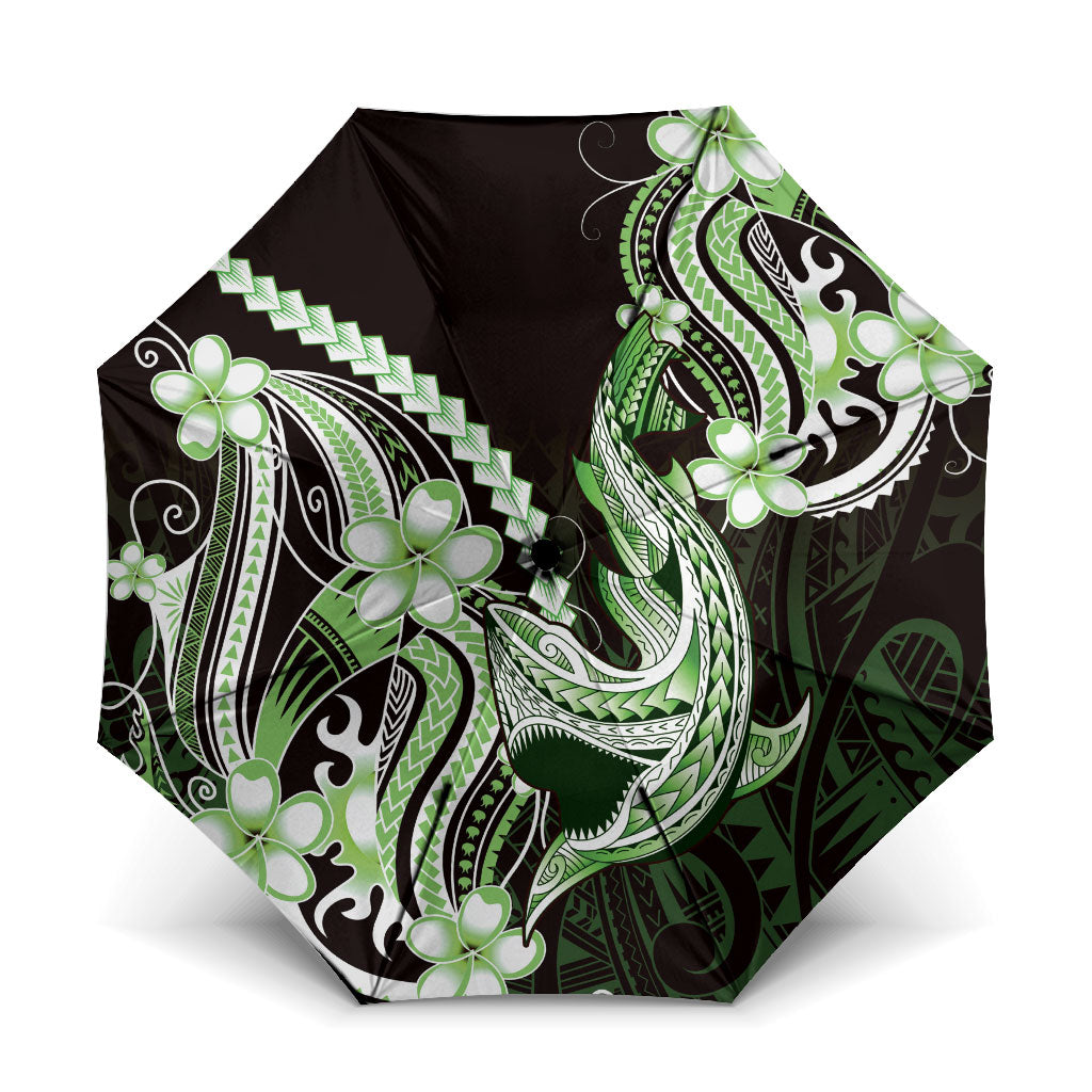 Green Black Aloha Hawaii Umbrella Polynesian Shark Tattoo Plumeria