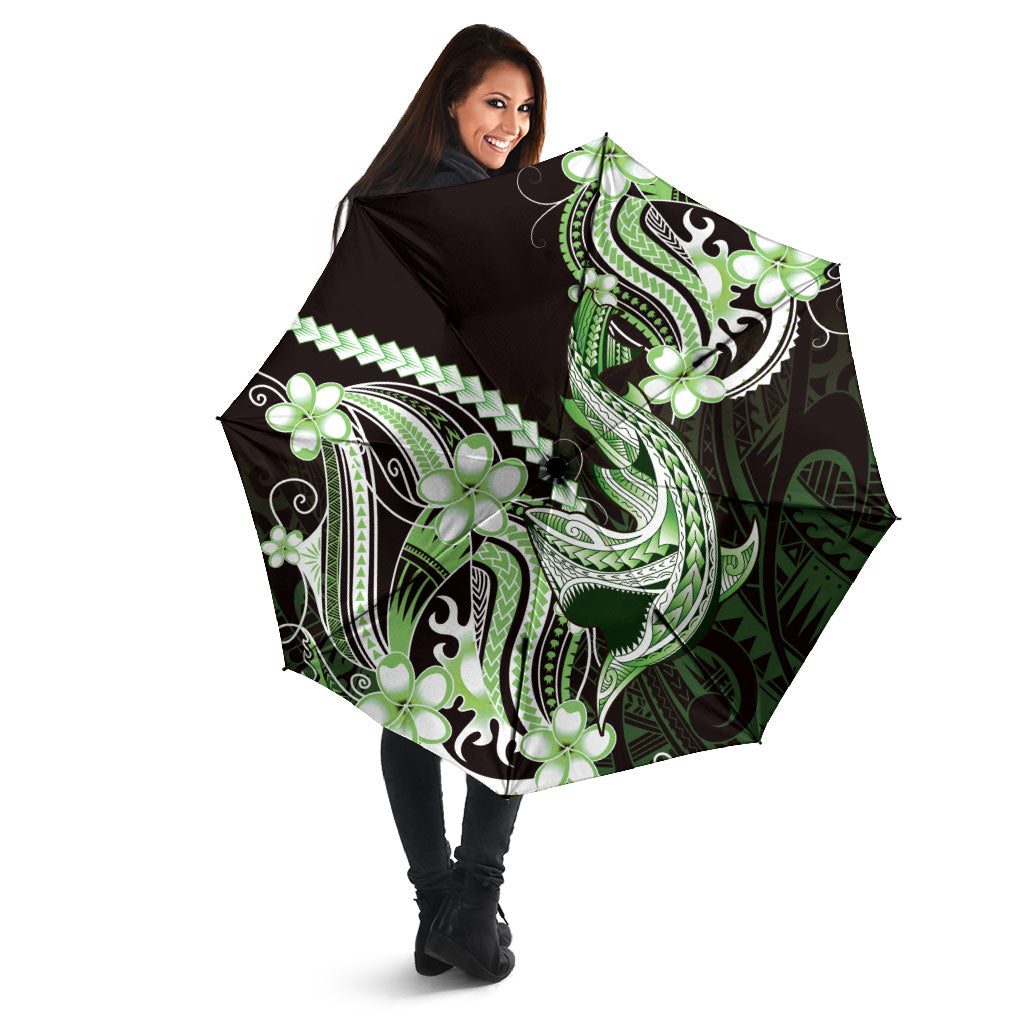 Green Black Aloha Hawaii Umbrella Polynesian Shark Tattoo Plumeria