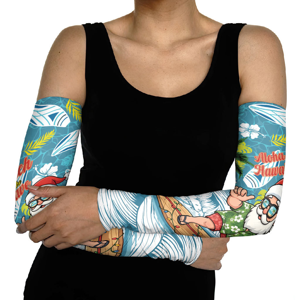 Hawaii Summer Christmas Arm Sleeves Surfing Santa Shaka Catch The Wave