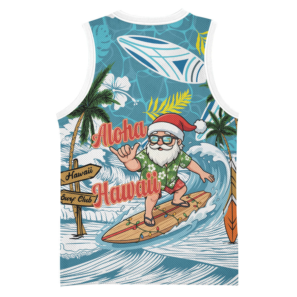 Hawaii Summer Christmas Basketball Jersey Surfing Santa Shaka Catch The Wave