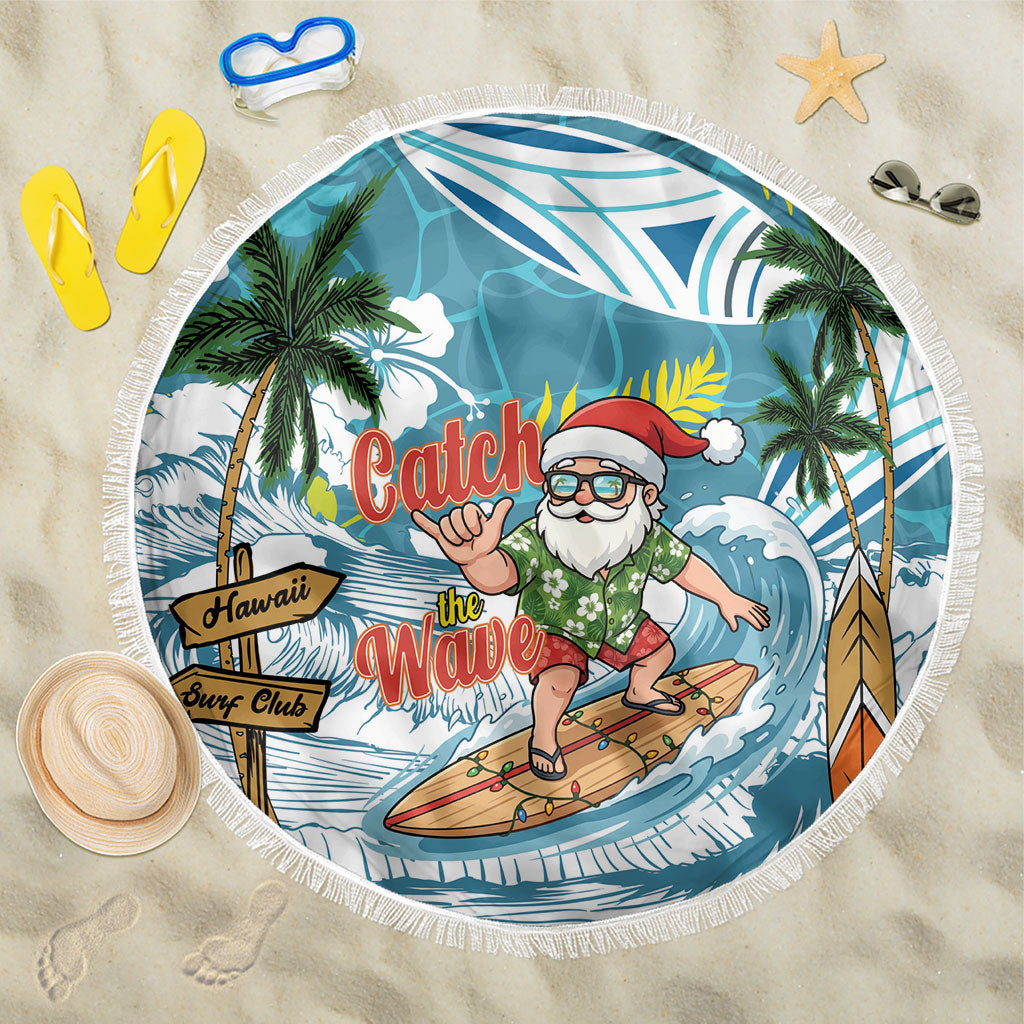 Hawaii Summer Christmas Beach Blanket Surfing Santa Shaka Catch The Wave