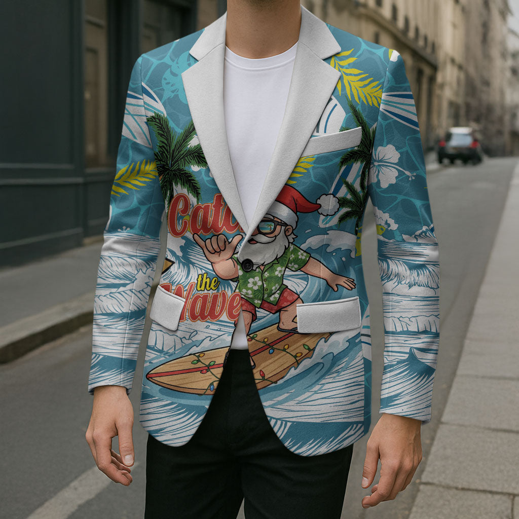 Hawaii Summer Christmas Blazer Surfing Santa Shaka Catch The Wave