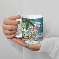 Hawaii Summer Christmas Ceramic Mug Surfing Santa Shaka Catch The Wave