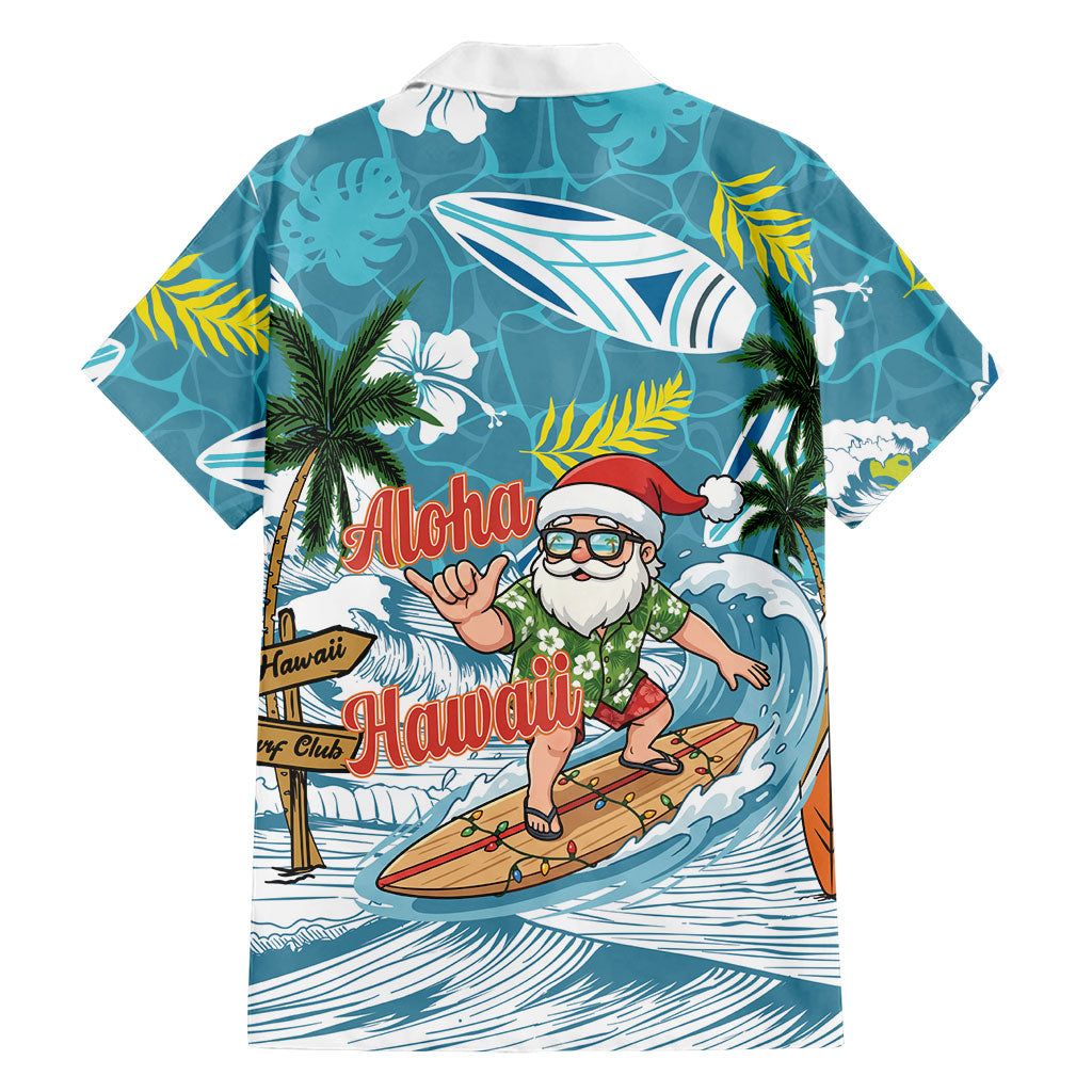 Hawaii Summer Christmas Family Matching Off Shoulder Short Dress and Hawaiian Shirt Surfing Santa Shaka Catch The Wave LT14 - Polynesian Pride