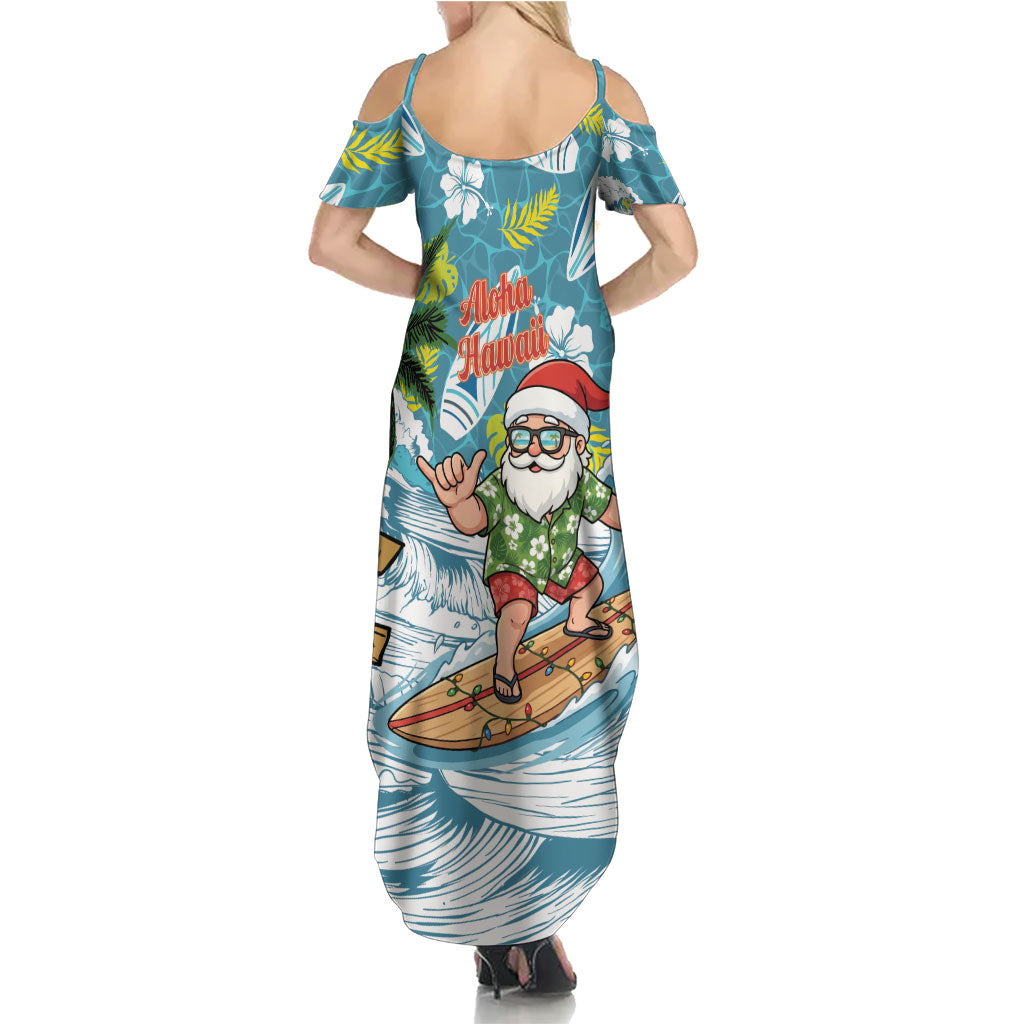 Hawaii Summer Christmas Family Matching Summer Maxi Dress and Hawaiian Shirt Surfing Santa Shaka Catch The Wave LT14 - Polynesian Pride