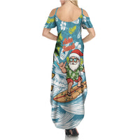 Hawaii Summer Christmas Family Matching Summer Maxi Dress and Hawaiian Shirt Surfing Santa Shaka Catch The Wave LT14 - Polynesian Pride