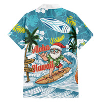Hawaii Summer Christmas Hawaiian Shirt Surfing Santa Shaka Catch The Wave