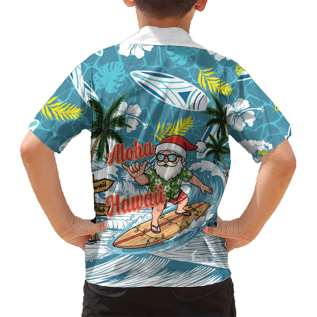Hawaii Summer Christmas Kid Hawaiian Shirt Surfing Santa Shaka Catch The Wave