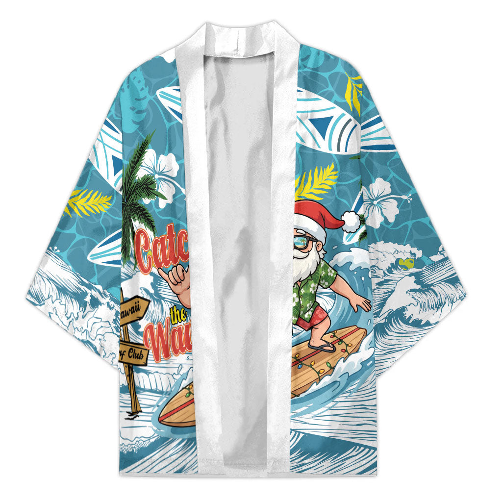 Hawaii Summer Christmas Kimono Surfing Santa Shaka Catch The Wave LT14 Unisex Teal - Polynesian Pride