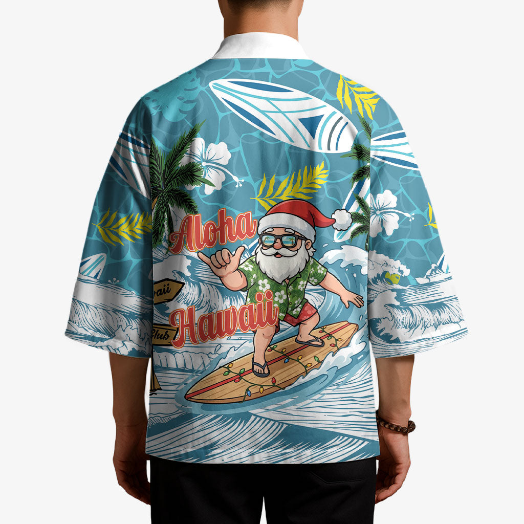 Hawaii Summer Christmas Kimono Surfing Santa Shaka Catch The Wave