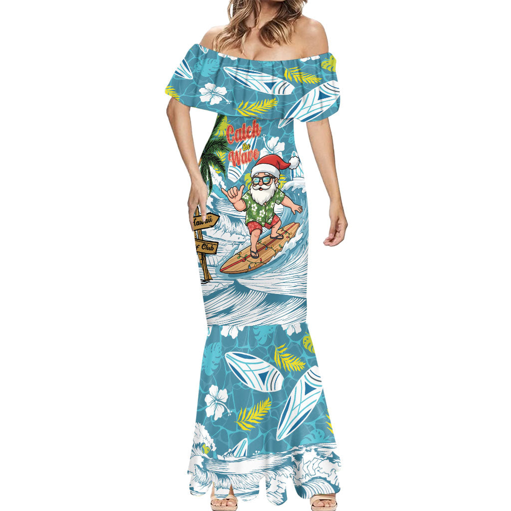 Hawaii Summer Christmas Mermaid Dress Surfing Santa Shaka Catch The Wave