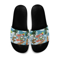 Hawaii Summer Christmas Slide Sandals Surfing Santa Shaka Catch The Wave