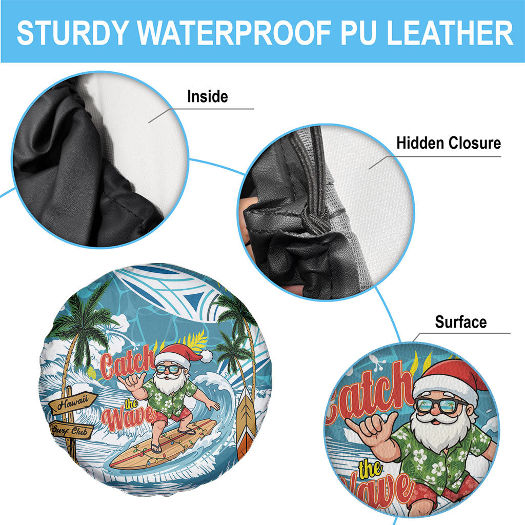 Hawaii Summer Christmas Spare Tire Cover Surfing Santa Shaka Catch The Wave
