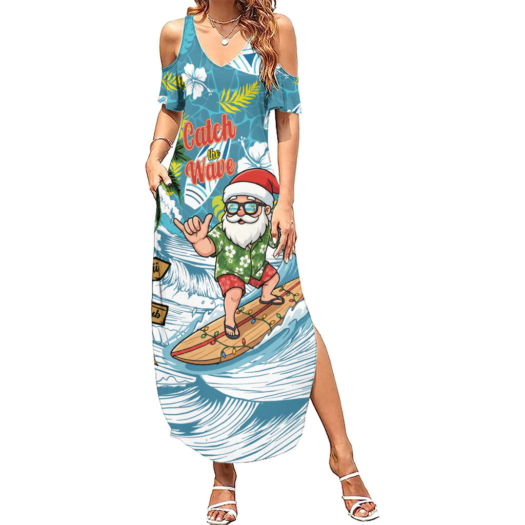 Hawaii Summer Christmas Summer Maxi Dress Surfing Santa Shaka Catch The Wave