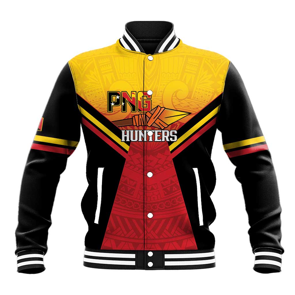 Papua New Guinea Rugby Custom Baseball Jacket Go PNG Hunters Polynesian Pattern - Polynesian Pride