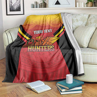 Papua New Guinea Rugby Custom Blanket Go PNG Hunters Polynesian Pattern - Polynesian Pride